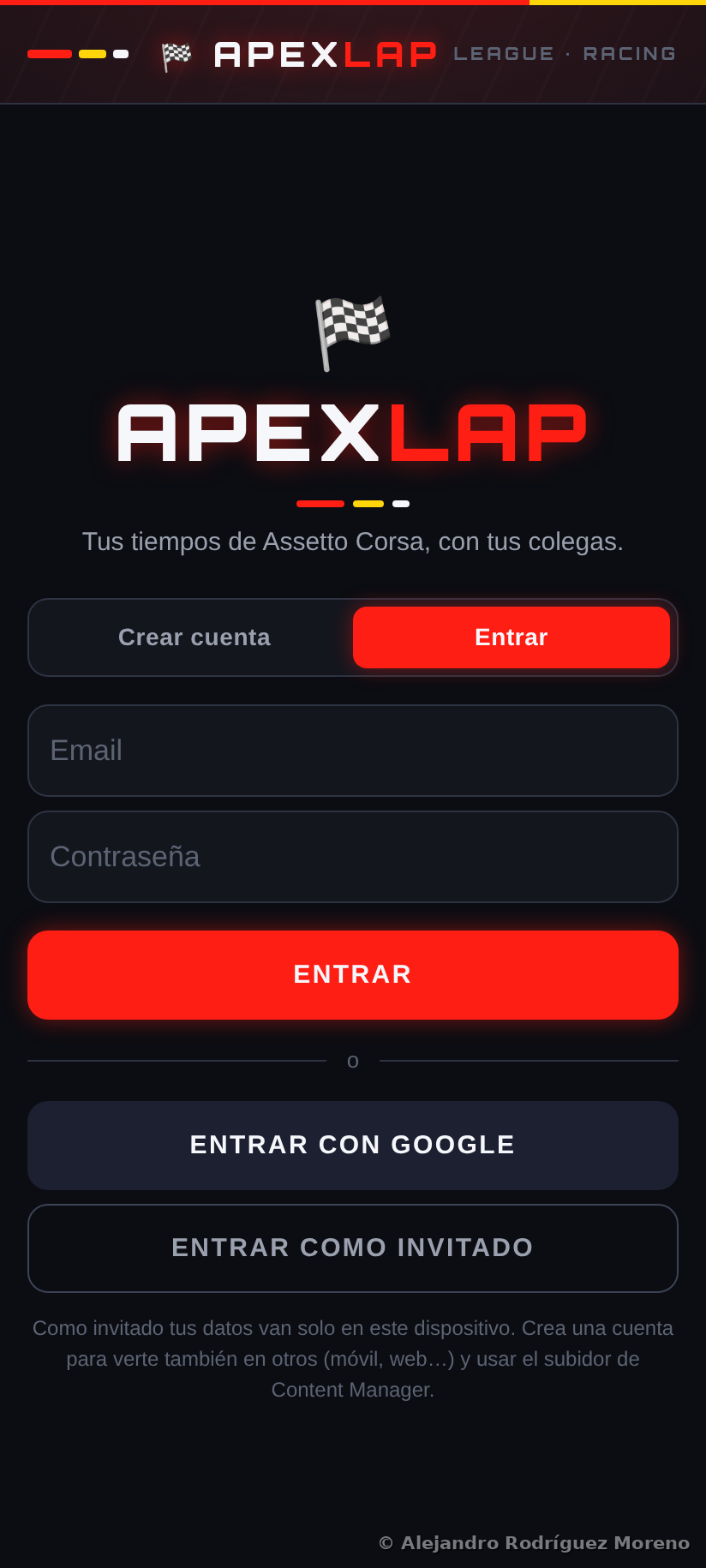Pantalla de inicio de sesión